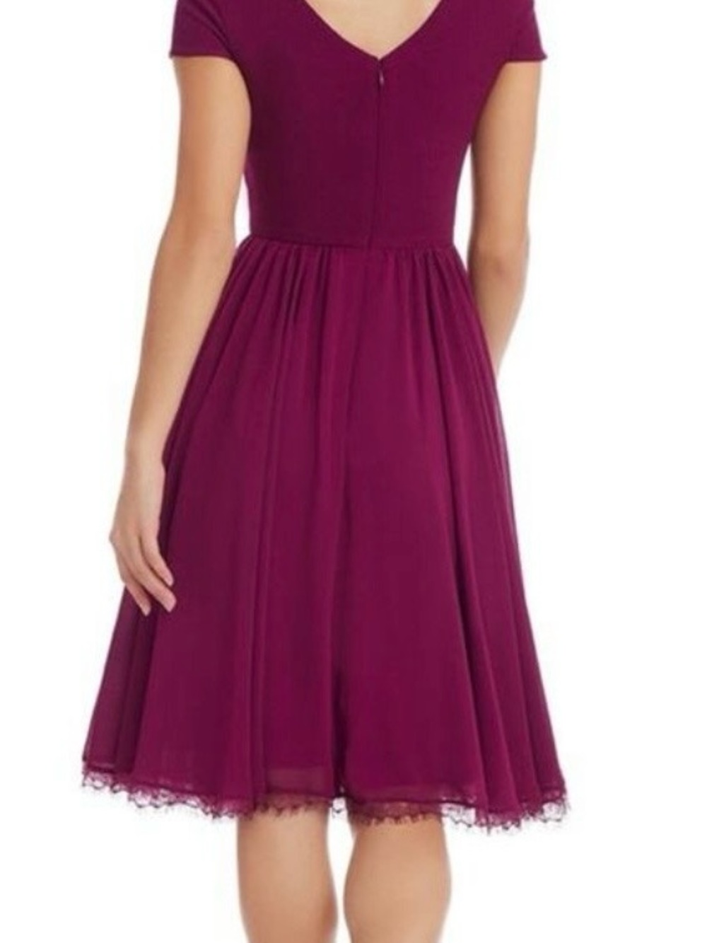 Dress the Population Plum V-Neck Fit & Flare Midi Dress - Picture 2 of 7